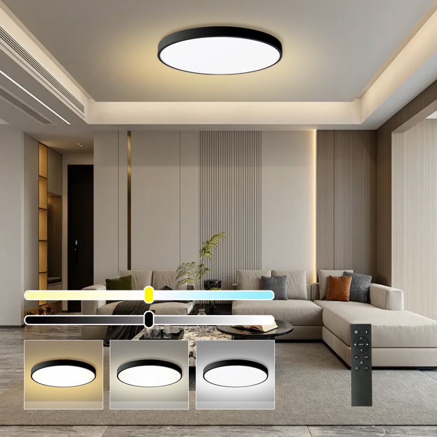 Brilagi - Prilagodljiva LED Stropna Svetilka POOL SMART LED/128W/230V 3000-6000K pre Ø 100 cm Wi-Fi Tuya črna + daljinski upravljalnik