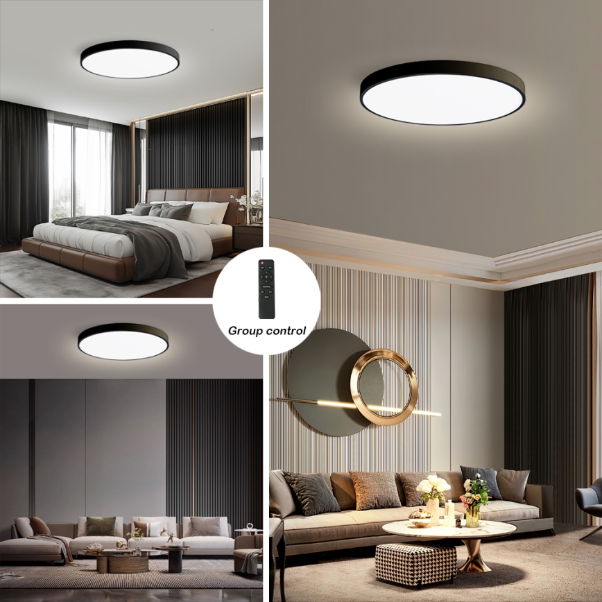 Brilagi - Prilagodljiva LED Stropna Svetilka POOL SMART LED/128W/230V 3000-6000K pre Ø 100 cm Wi-Fi Tuya črna + daljinski upravljalnik
