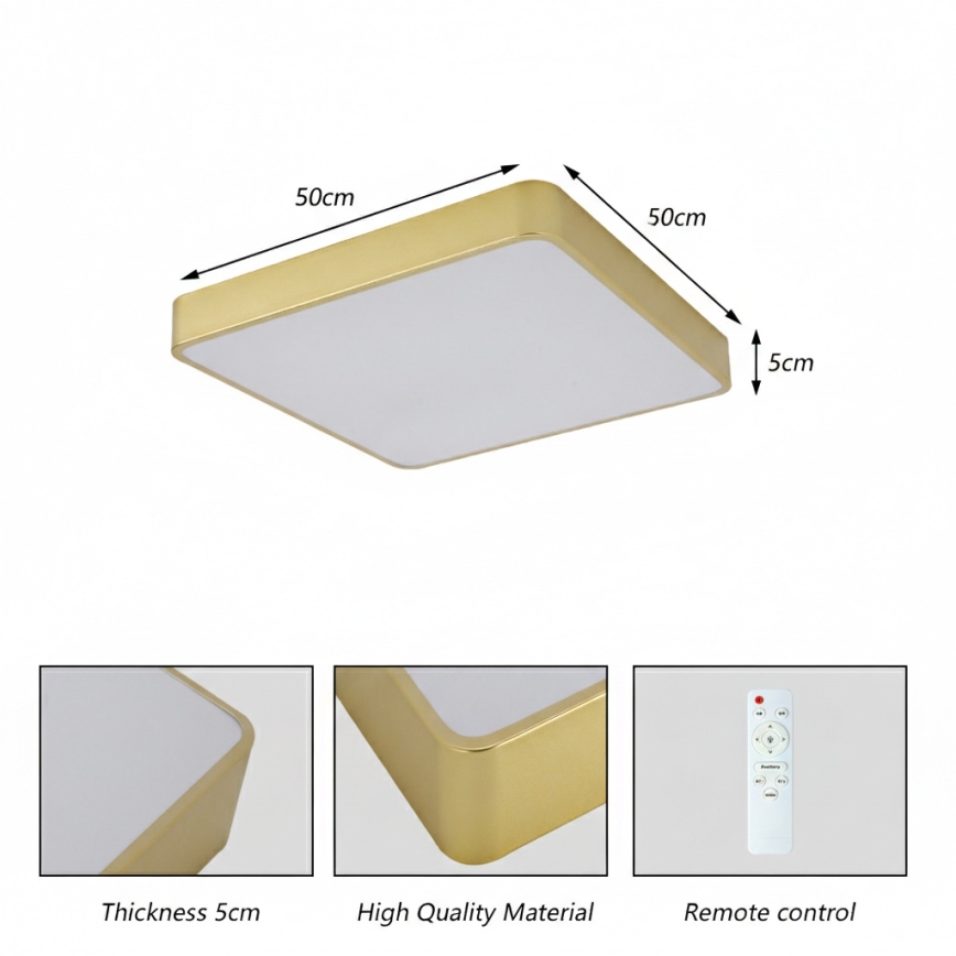 BRILAGI - LED stropna svetilka POOL SQUARE LED/48W/230V 3000/4000/6000K 50x50 cm zlata