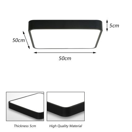 Brilagi - LED stropna svetilka POOL SQUARE LED/48W/230V 3000/4500/6000K 50x50 cm črna