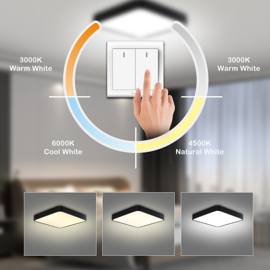 Brilagi - LED stropna svetilka POOL SQUARE LED/48W/230V 3000/4500/6000K 50x50 cm črna