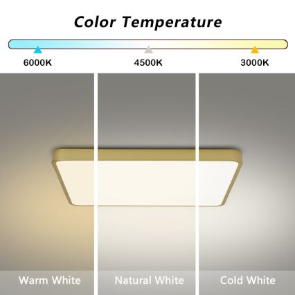Brilagi - LED zatemnljivo stropno svetilo POOL SQUARE LED/36W/230V 3000-6000K 40x40 cm zlato + daljinski upravljalnik