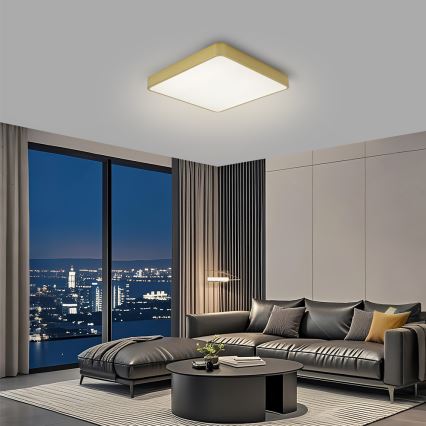 Brilagi - LED zatemnljivo stropno svetilo POOL SQUARE LED/36W/230V 3000-6000K 40x40 cm zlato + daljinski upravljalnik
