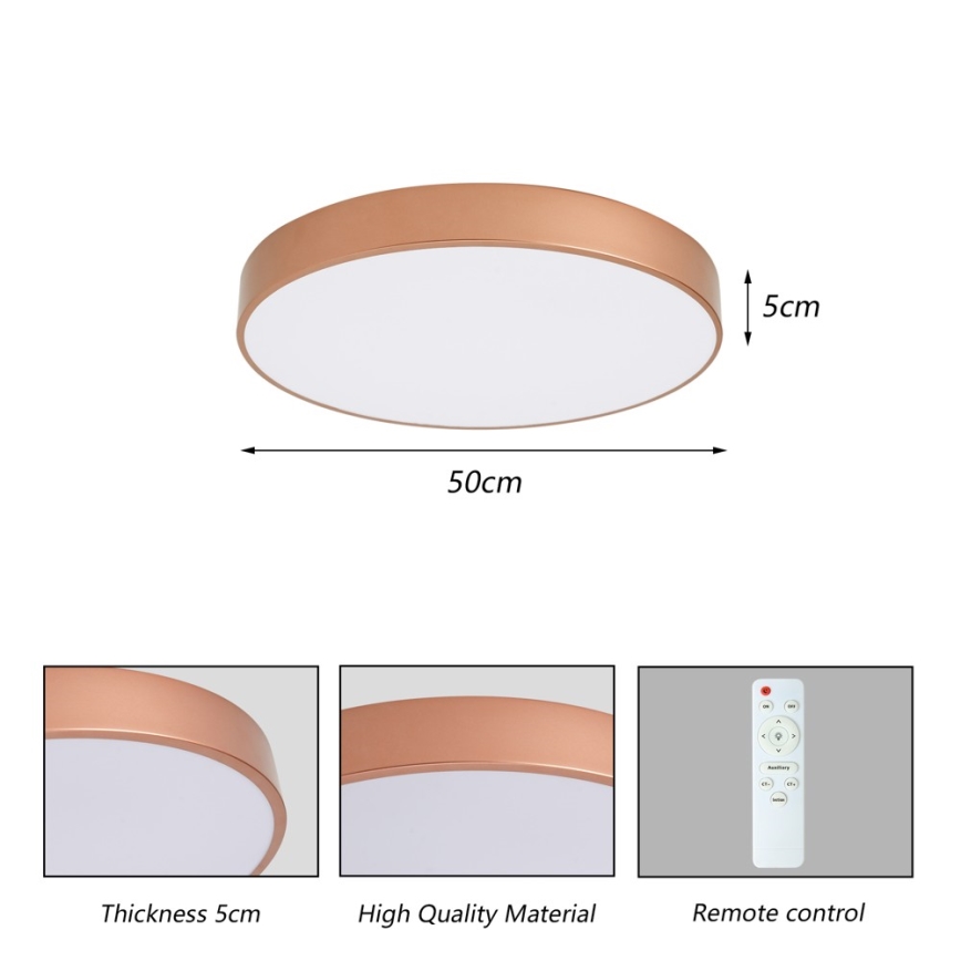 Brilagi - LED zatemnljivo stropno svetilo POOL LED/60W/230V 3000-6000K premer 50 cm bronasto + daljinski upravljalnik