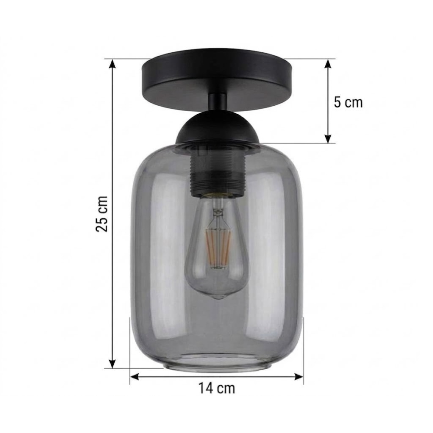 BRILAGI - LED stropna svetilka RETRO GLASS 1xE27/60W/230V premer 14 cm črna/dimna siva