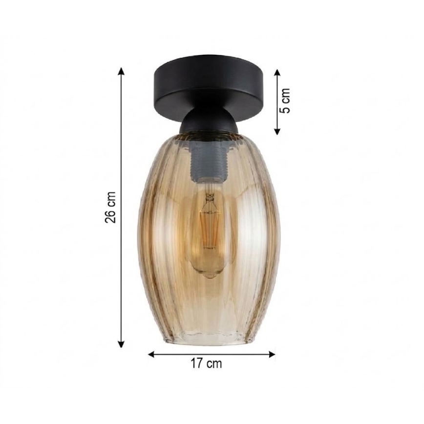 BRILAGI - LED stropna svetilka RETRO GLASS 1xE27/60W/230V premer 17 cm črna/dimno bež