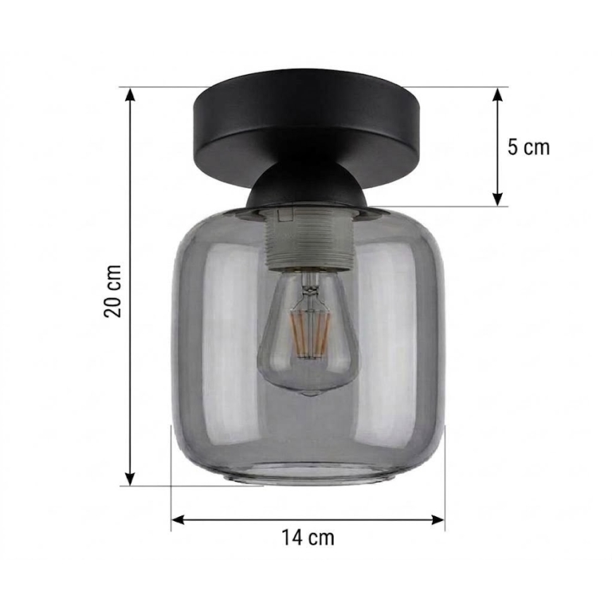 BRILAGI - LED Stropna svetilka RETRO GLASS 1xE27/60W/230V premer 14 cm črna/dimno siva