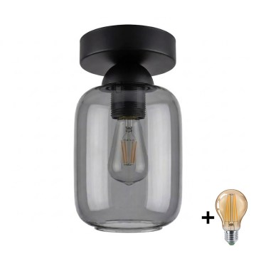 BRILAGI - LED stropna svetilka RETRO GLASS 1xE27/60W/230V premer 14 cm črna/dimna siva