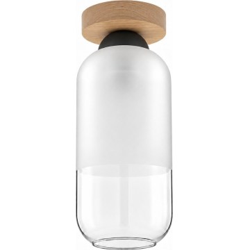 BRILAGI - LED stropna svetilka RETRO GLASS 1xE27/60W/230V, premer 14 cm, hrast/bela