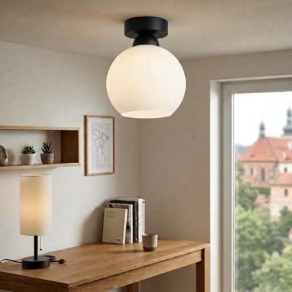 BRILAGI - LED stropna svetilka RETRO GLASS 1xE27/60W/230V premer 15 cm črna/bela