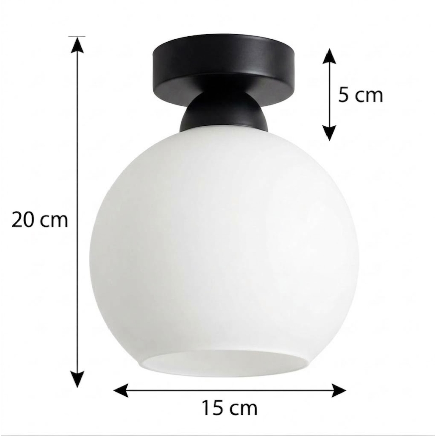 BRILAGI - LED stropna svetilka RETRO GLASS 1xE27/60W/230V premer 15 cm črna/bela