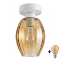 BRILAGI - LED stropna svetilka RETRO GLASS 1xE27/60W/230V premer 17 cm bela/dimljeno bež