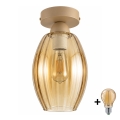 BRILAGI - LED stropna svetilka RETRO GLASS 1xE27/60W/230V premer 17 cm bež/dimna bež