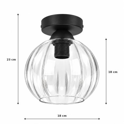 BRILAGI - LED Stropna svetilka RETRO GLASS 1xE27/60W/230V premer 18 cm črna/prozorna