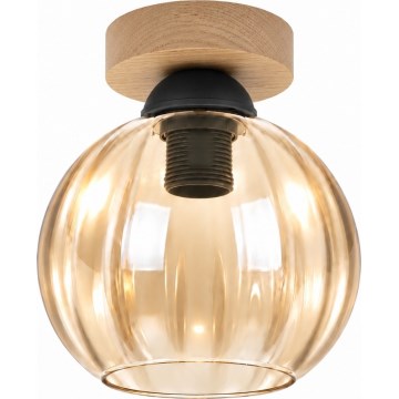 BRILAGI - LED stropna svetilka RETRO GLASS 1xE27/60W/230V premer 18 cm hrast/dimno bež