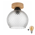 BRILAGI - LED stropna svetilka RETRO GLASS 1xE27/60W/230V premer 18 cm hrast/dimno siva