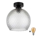 BRILAGI - LED stropna svetilka RETRO GLASS 1xE27/60W/230V premer 25 cm črna/dimno siva