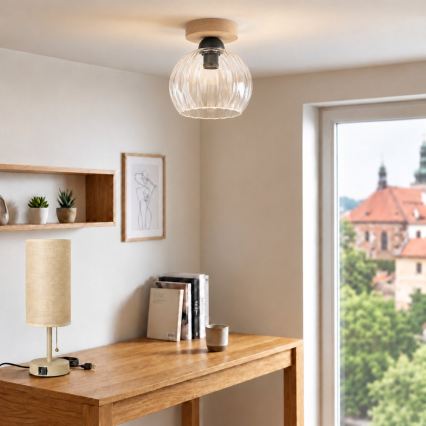 BRILAGI - LED stropna svetilka RETRO GLASS 1xE27/60W/230V premer 25 cm hrast/prozorno