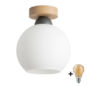BRILAGI - LED stropna svetilka RETRO GLASS 1xE27/60W/230V Ø 15 cm hrast/bela