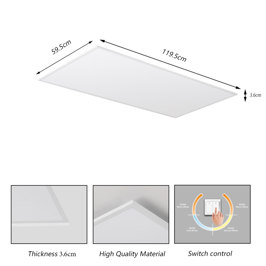 Brilagi - LED stropna svetilka SLIMFRAME LED/80W/230V 120x60 cm 3000/4000/6000K bela