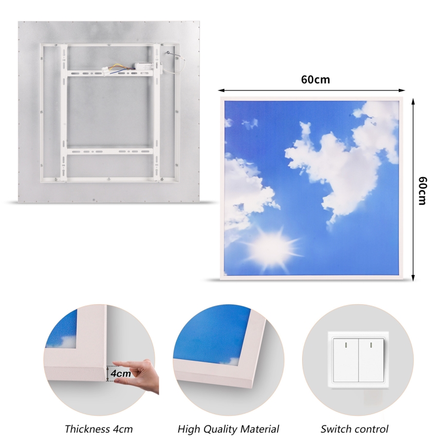 Brilagi - LED stropna svetilka SLIMFRAME SKY LED/58W/230V 60x60 cm srebrna/modra
