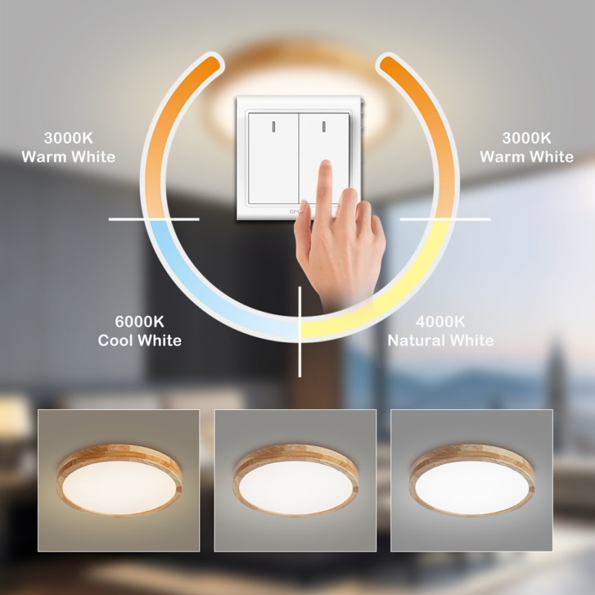 Brilagi - LED stropna svetilka WOODLINE LED/24W/230V 3000/4000/6000K hrast premer 30 cm