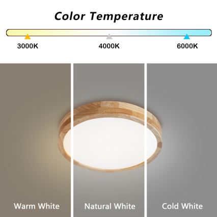 Brilagi - LED stropna svetilka WOODLINE LED/24W/230V 3000/4000/6000K hrast premer 30 cm