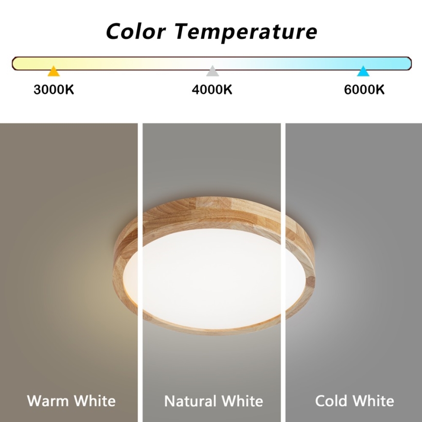 Brilagi - LED stropna svetilka WOODLINE LED/24W/230V 3000/4000/6000K hrast premer 30 cm