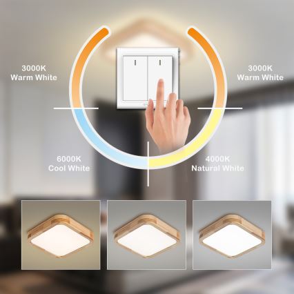 Brilagi - LED stropna svetilka WOODLINE SQUARE LED/32W/230V 3000/4000/6000K hrast 30x30 cm