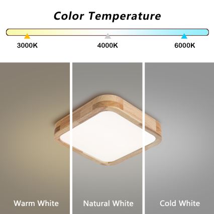 Brilagi - LED stropna svetilka WOODLINE SQUARE LED/32W/230V 3000/4000/6000K hrast 30x30 cm