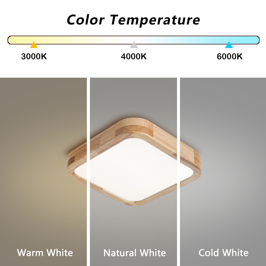 Brilagi - LED stropna svetilka WOODLINE SQUARE LED/32W/230V 3000/4000/6000K hrast 30x30 cm