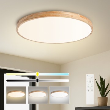 Brilagi - LED stropna svetilka WOODLINE, z možnostjo zatemnitve, LED/100W/230V 3000-6000K, hrast, premer 80 cm + daljinski upravljalnik