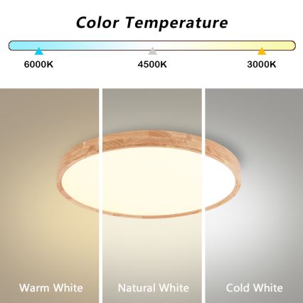 Brilagi - LED stropna svetilka WOODROUND LED/30W/230V 3000/4000/6000K premer 40 cm les CRI 90