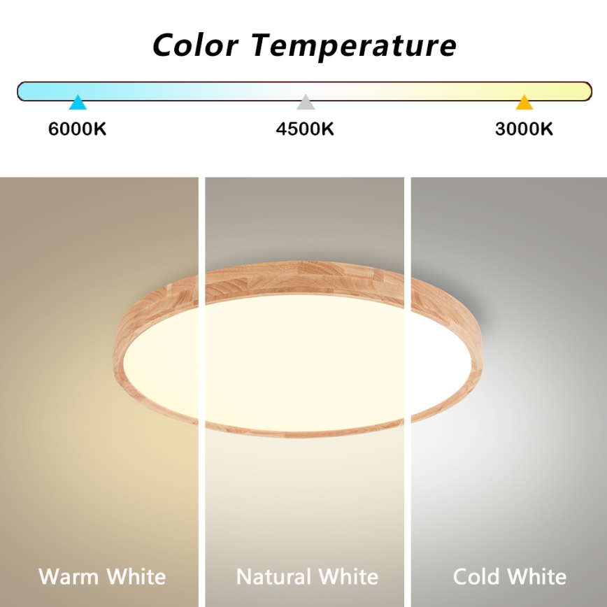 Brilagi - LED stropna svetilka WOODROUND LED/30W/230V 3000/4000/6000K premer 40 cm les CRI 90