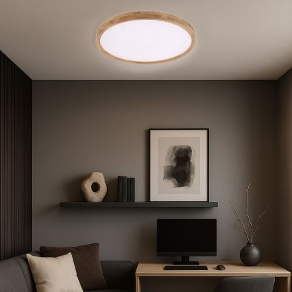 Brilagi - LED stropna svetilka WOODROUND LED/40W/230V 3000/4000/6000K premer 60 cm les CRI 90