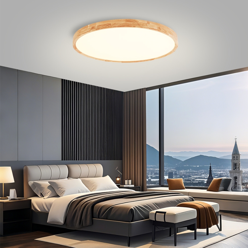 Brilagi - stropna LED svetilka WOODROUND LED/70W/230V 3000/4000/6000K Ø 80 cm les CRI 90