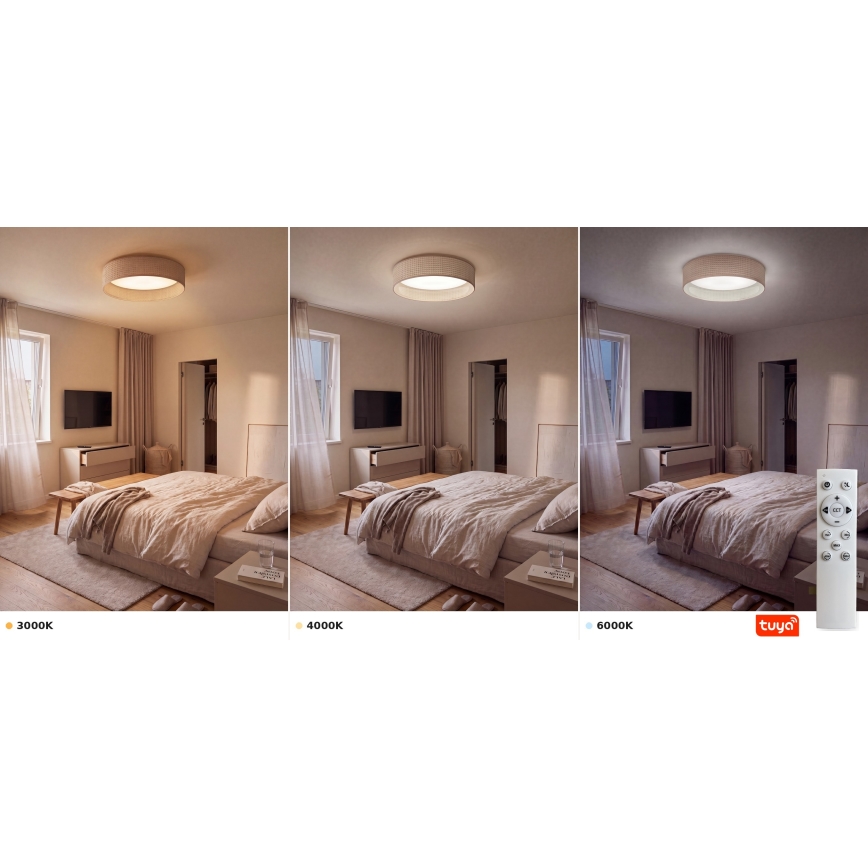 Brilagi - LED zatemnljivo stropno svetilo VELVET SMARTIX STARS LED/36W/230V 3000-6000K Ø 55 cm bež Wi-Fi Tuya Beacon + daljinski upravljalnik