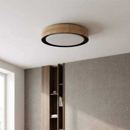 Brilagi - LED stropna svetilka COCI z možnostjo zatemnitve LED/48W/230V 3000-6500K, premer 39 cm, dekor lesa/črna + daljinski upravljalnik