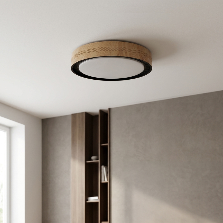 Brilagi - LED stropna svetilka COCI z možnostjo zatemnitve LED/48W/230V 3000-6500K, premer 39 cm, dekor lesa/črna + daljinski upravljalnik