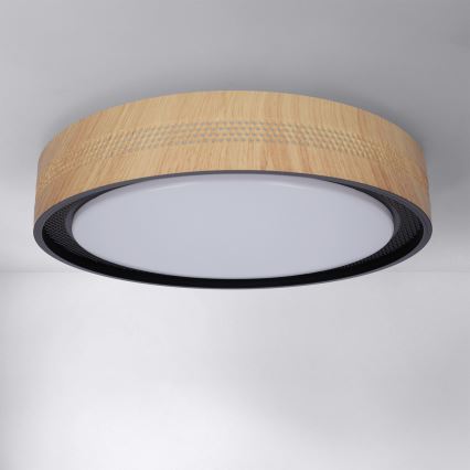Brilagi - LED stropna svetilka COCI z možnostjo zatemnitve LED/48W/230V 3000-6500K, premer 39 cm, dekor lesa/črna + daljinski upravljalnik