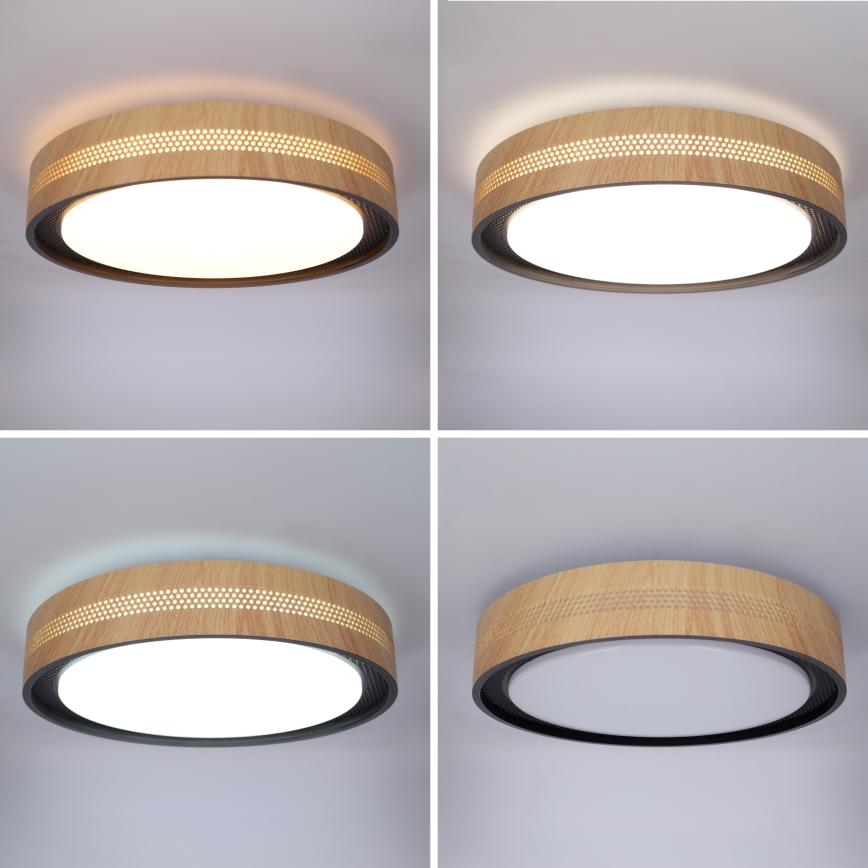 Brilagi - LED stropna svetilka COCI z možnostjo zatemnitve LED/48W/230V 3000-6500K, premer 39 cm, dekor lesa/črna + daljinski upravljalnik