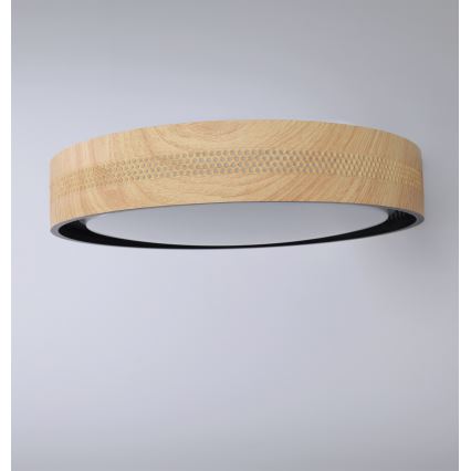 Brilagi - LED stropna svetilka COCI z možnostjo zatemnitve LED/48W/230V 3000-6500K, premer 39 cm, dekor lesa/črna + daljinski upravljalnik