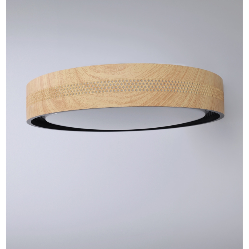 Brilagi - LED stropna svetilka COCI z možnostjo zatemnitve LED/48W/230V 3000-6500K, premer 39 cm, dekor lesa/črna + daljinski upravljalnik
