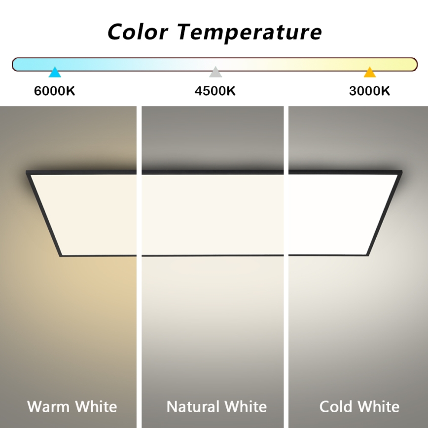 Brilagi - Zatemnjevalno LED stropno svetilo SLIMFRAME LED/80W/230V 120x60 cm 3000-6000K črna + daljinski upravljalnik