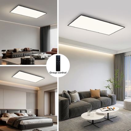 Brilagi - Zatemnjevalno LED stropno svetilo SLIMFRAME LED/80W/230V 120x60 cm 3000-6000K črna + daljinski upravljalnik