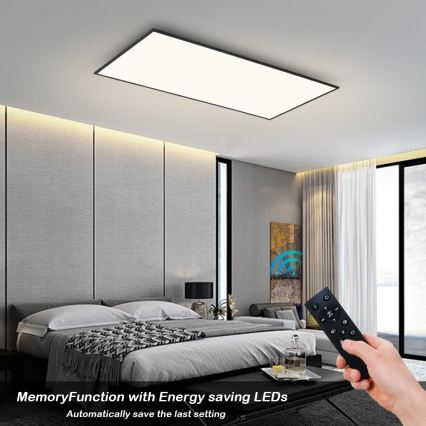 Brilagi - Zatemnjevalno LED stropno svetilo SLIMFRAME LED/80W/230V 120x60 cm 3000-6000K črna + daljinski upravljalnik