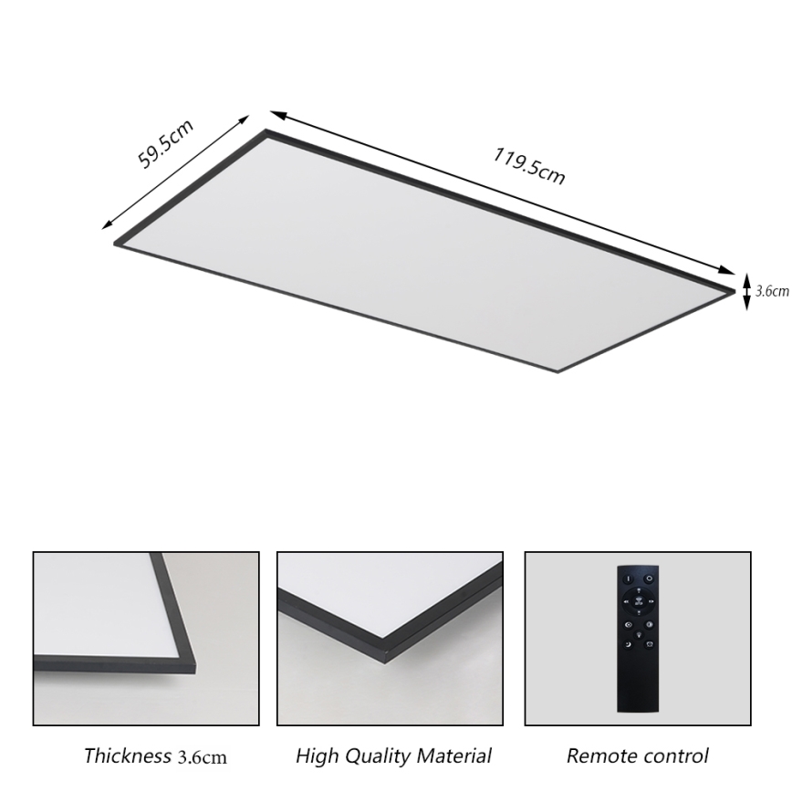 Brilagi - Zatemnjevalno LED stropno svetilo SLIMFRAME LED/80W/230V 120x60 cm 3000-6000K črna + daljinski upravljalnik