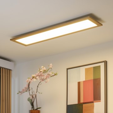 Brilagi - LED stropna svetilka z možnostjo zatemnitve SLIMFRAME WOOD LED/58W/230V 124x34 cm 3000-6000K rjava + daljinski upravljalnik