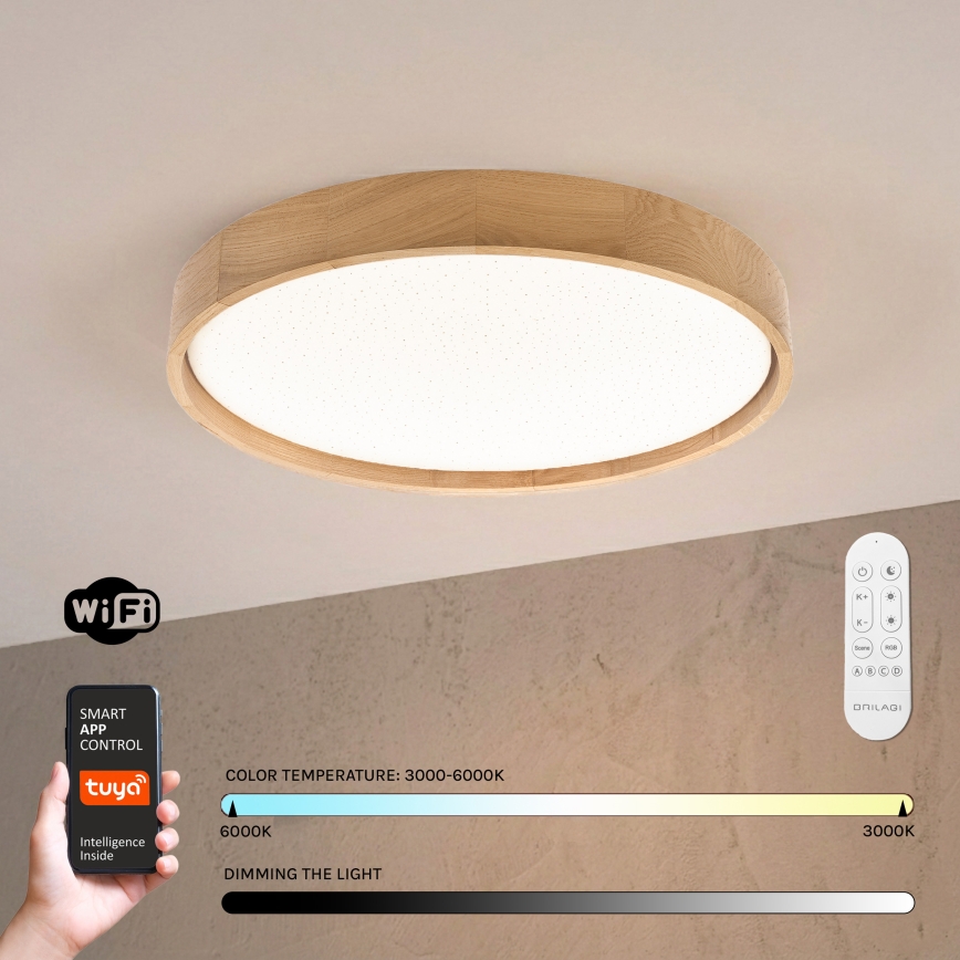 Brilagi - Zatemnjiva LED stropna svetilka MANAROLA SMART STARS LED/36W/230V 3000-6000K Wi-Fi Tuya Beacon premer 51 cm + daljinski upravljalnik