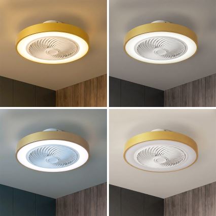 Brilagi - LED stropna svetilka z vgrajenim ventilatorjem in možnostjo zatemnitve LED/38W/230V 3000-6500K premer 50 cm zlata + daljinski upravljalnik
